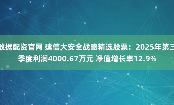 数据配资官网 建信大安全战略精选股票：2025年第三季度利润4000.67万元 净值增长率12.9%