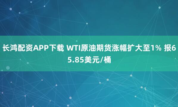长鸿配资APP下载 WTI原油期货涨幅扩大至1% 报65.85美元/桶
